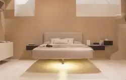 Floating bed in the bedroom photo