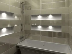 Дизайн полок в ванной комнате из плитки фото
