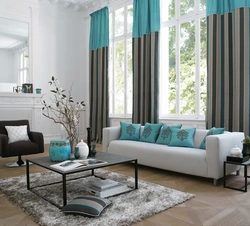 Sea ​​wave curtains in the living room interior