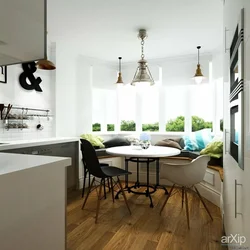 Kitchen with bay window p44t in a two-room apartment design photo 13