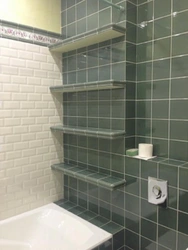 Shelves In The Bathroom Made Of Tiles In The Wall Photo