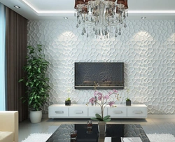 3D panels in the interior of a living room with a TV