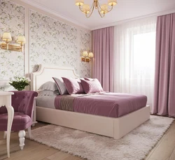 Dusty Rose Curtains In The Bedroom Interior