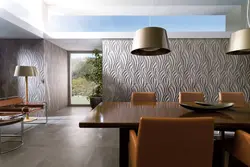 Porcelain tiles on the walls in the interior of the apartment