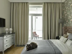 Bedroom window design with one curtain
