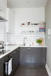 Kitchen design in Khrushchev in gray photo