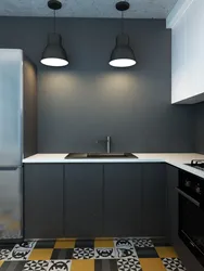 Дызайн кухні ў хрушчоўцы ў шэрым колеры фота