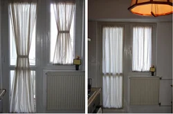 Рулонные шторы на балконную дверь с окном на кухне фото