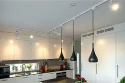 Track lamp for suspended ceiling photo in the kitchen interior