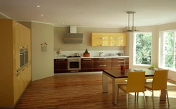 What color goes with sand color in the kitchen interior