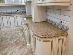 Countertop made of artificial stone in the kitchen interior