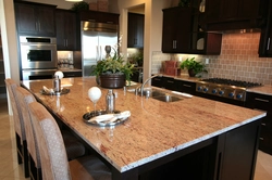 Countertop made of artificial stone in the kitchen interior
