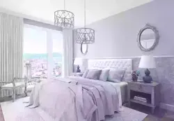 Cool colors in the bedroom interior