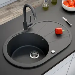 Kitchen Sinks Built Into Countertops Made Of Artificial Photo