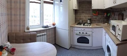 Дызайн кухні ў хрушчоўцы з халадзільнікам і пральнай машынай