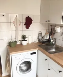 Kitchen Design In Khrushchev With A Refrigerator And Washing Machine