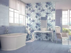 Bathroom tiles with flowers photo