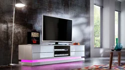 Long modern TV stand photo in the living room interior