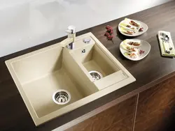 Stone sinks in the kitchen interior