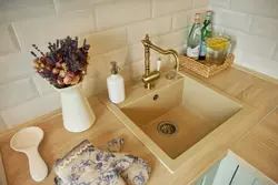 Stone sinks in the kitchen interior