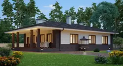 Одноэтажный дом с выходом на террасу из кухни фото