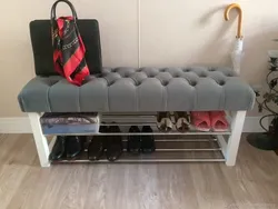 Banquette in the hallway with photo seat and shoe rack