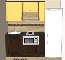 Кухня прямая 5 метров дизайн с холодильником