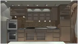 Kitchen straight 5 meters design with refrigerator