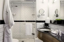 Bath white tiles black grout photo