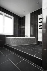 Bath white tiles black grout photo