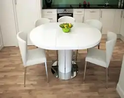 Round kitchen table extendable on one leg photo