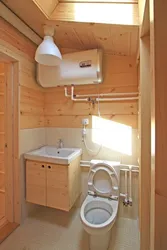 Bathroom With Shower In A Country House In A Wooden House Photo