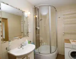 Shower cabin in the bathroom of a panel house photo