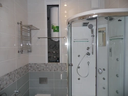 Shower cabin in the bathroom of a panel house photo
