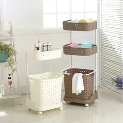 Laundry Basket In The Bathroom Interior Photo
