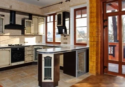Современные кухни с барной стойкой и окном фото