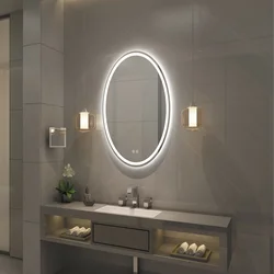 Bathroom mirror with lighting photo in the interior