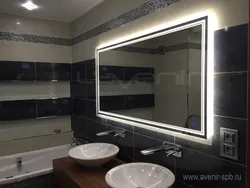 Зеркало в ванной с подсветкой фото в интерьере