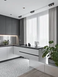 Kitchen In White And Gray Tones In A Modern Style Photo