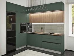 Кухня современная дизайн зеленая