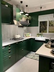 Кухня современная дизайн зеленая