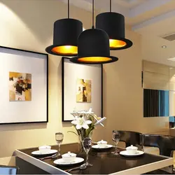 Pendant ceiling lamps in the kitchen interior