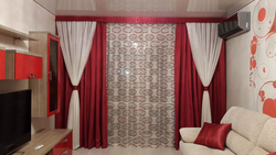 Curtains Of Two Colors In The Bedroom Interior