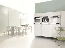 White built-in appliances in the kitchen interior photo