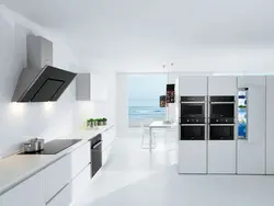 White Built-In Appliances In The Kitchen Interior Photo