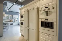 White built-in appliances in the kitchen interior photo