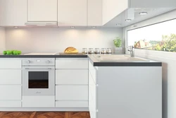 White built-in appliances in the kitchen interior photo