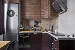 Kitchen design under wood in Khrushchev