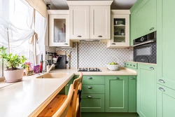 Kitchen design under wood in Khrushchev