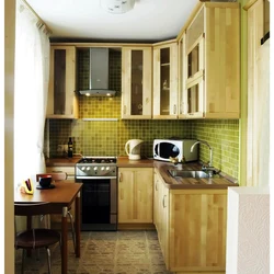 Kitchen design under wood in Khrushchev